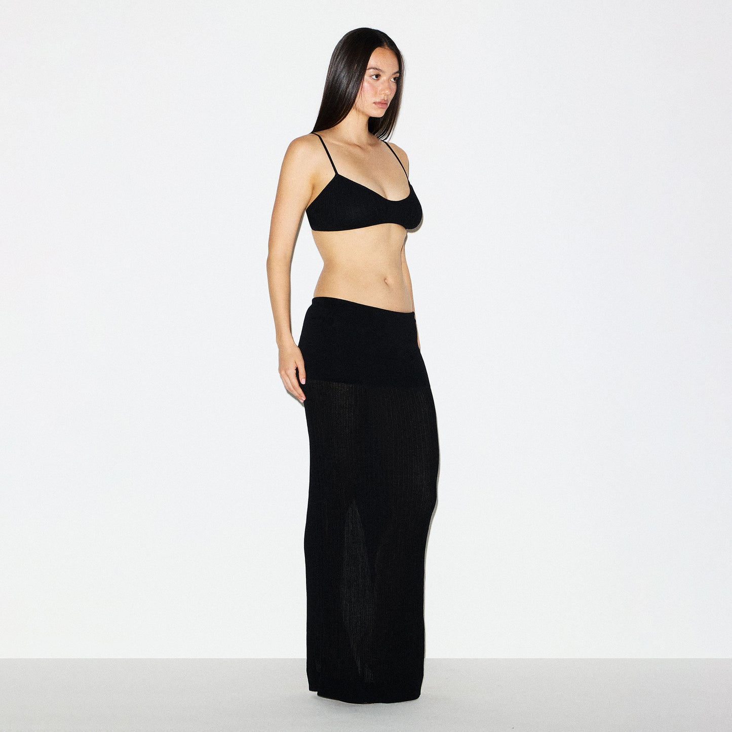 SKIMS Sheer Knit Foldover Maxi Skirt