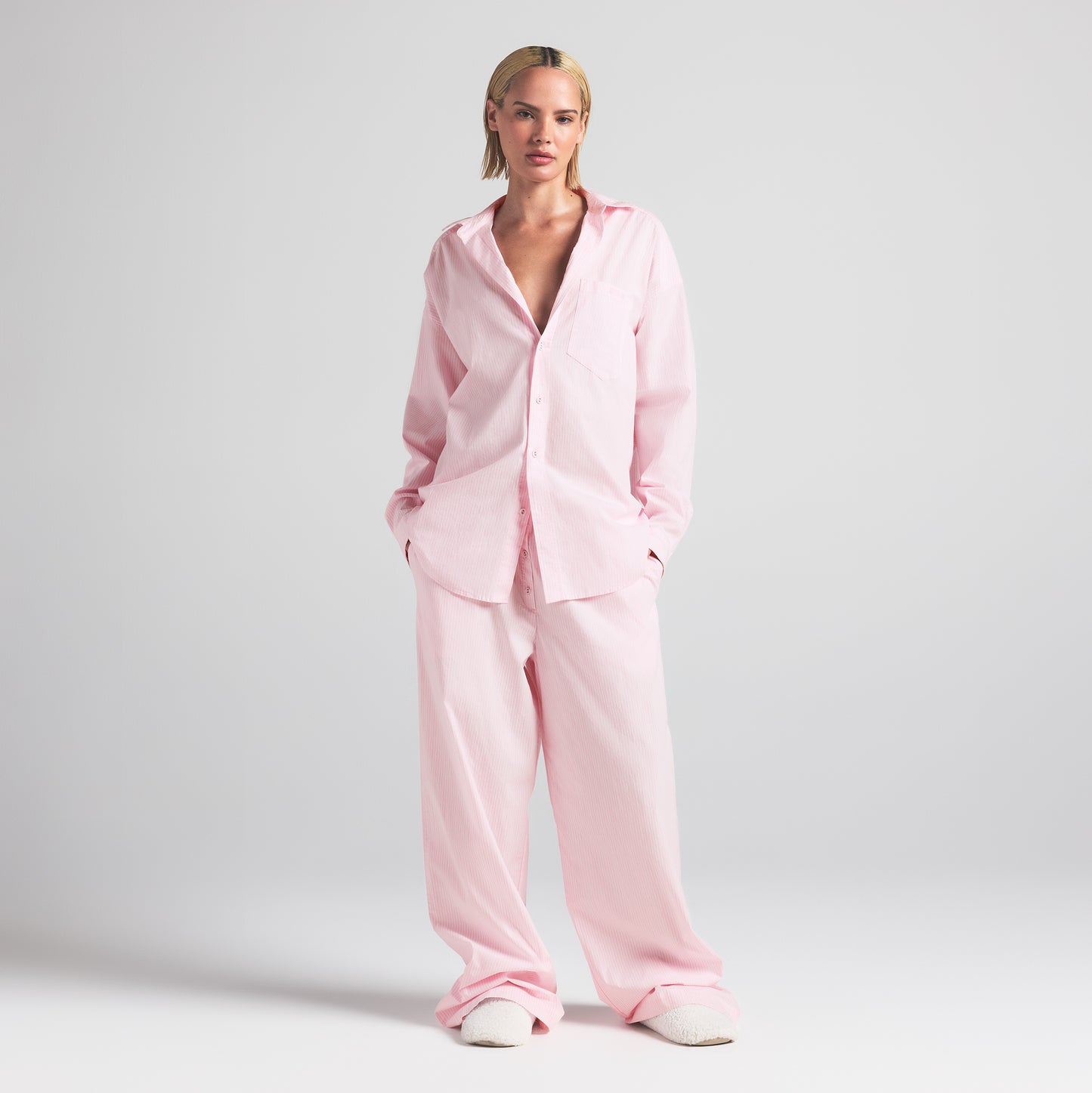 SKIMS Cotton Poplin Sleep Oversized Long Set