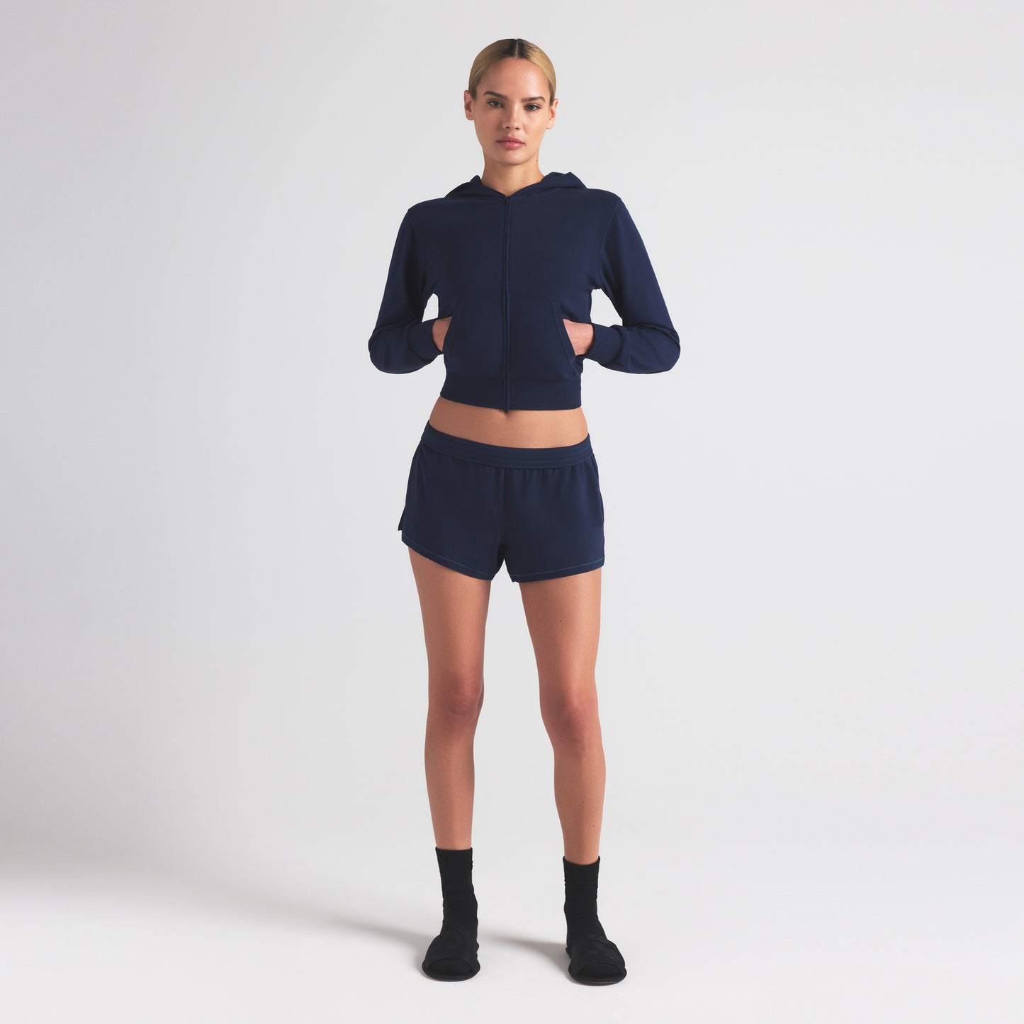 SKIMS Cotton Jersey Zip Up Slim Hoodie
