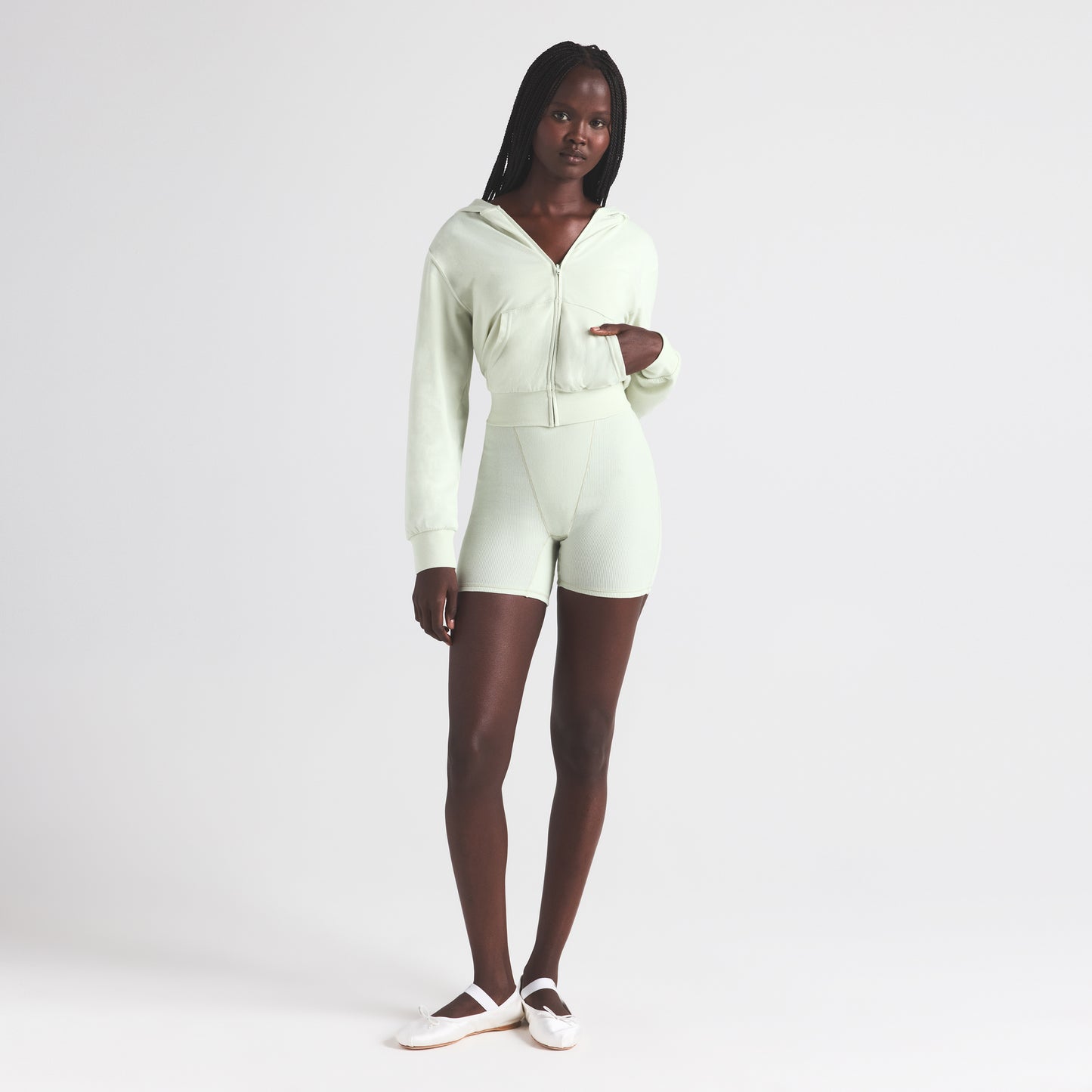 SKIMS Cotton Jersey Zip Up Slim Hoodie