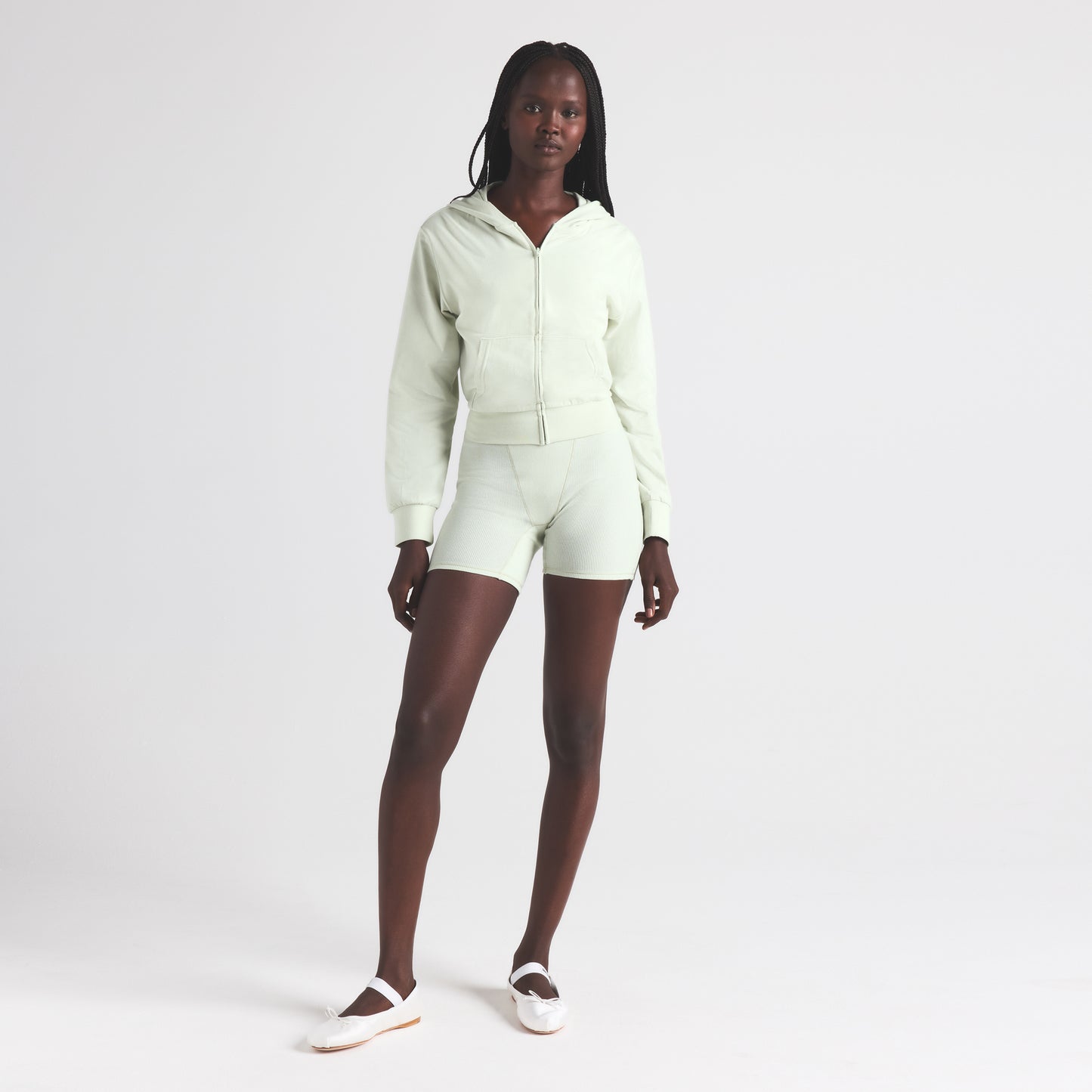 SKIMS Cotton Jersey Zip Up Slim Hoodie