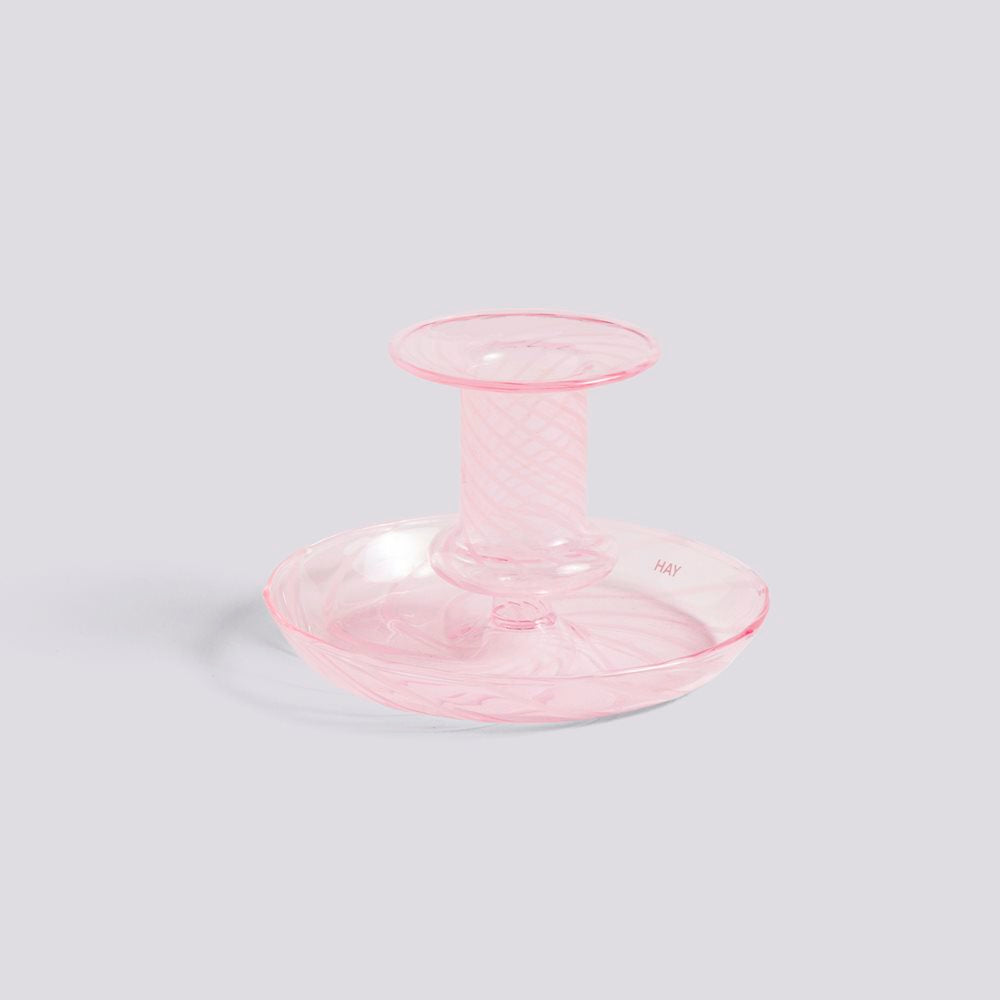 Hay Flare Stripe Candleholder, Pink With White