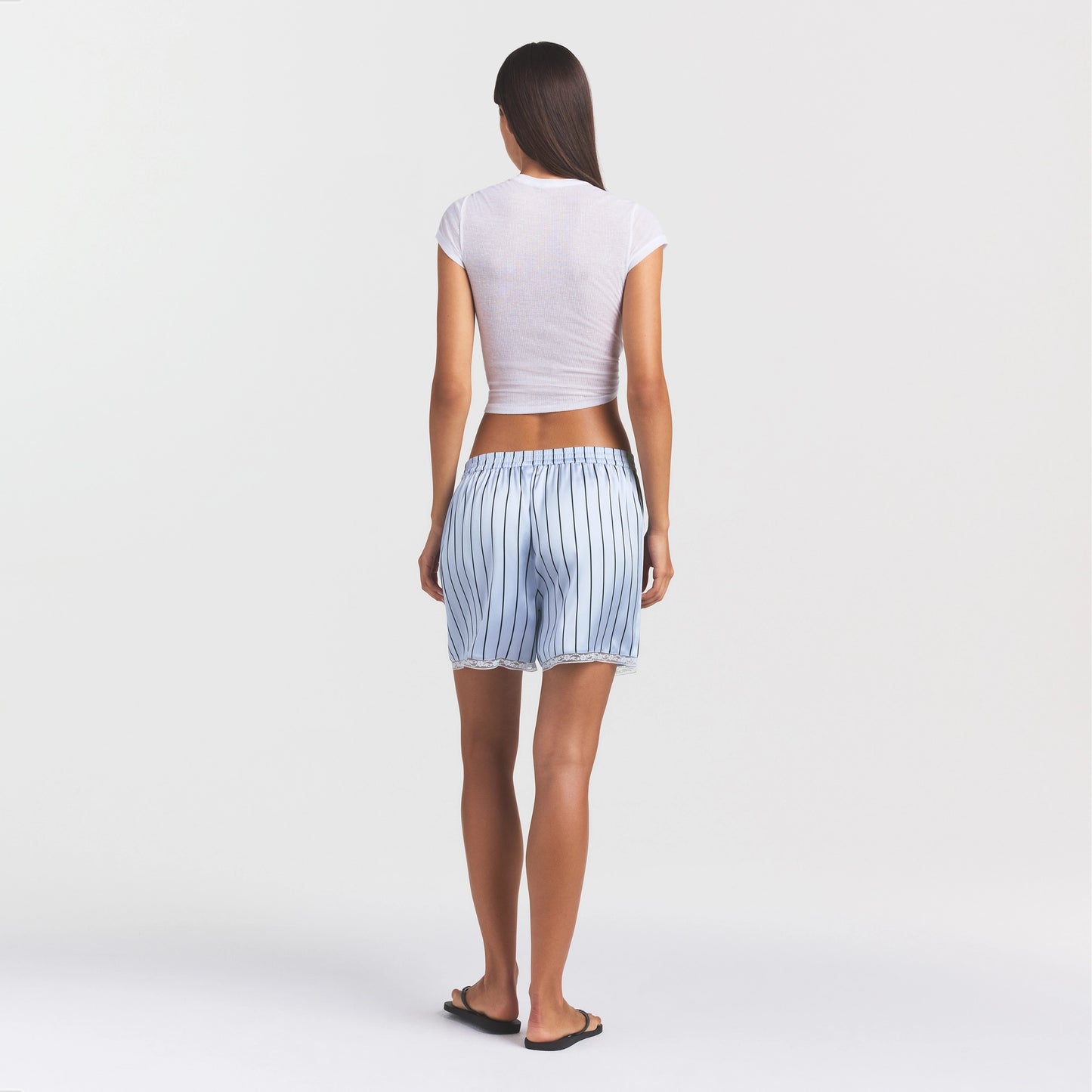 SKIMS Woven Shine Sleep Boxer With Lace