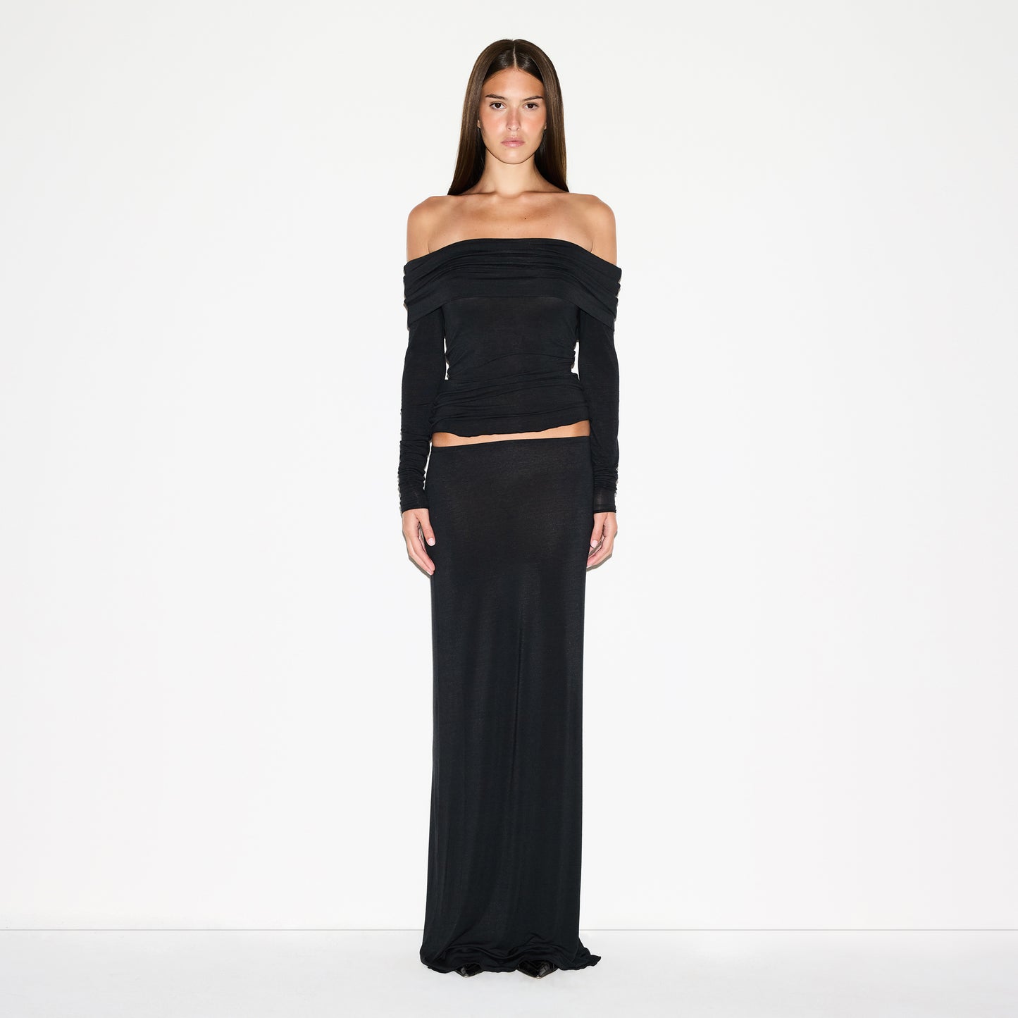 SKIMS Sheer Modal Off Shoulder Long Sleeve