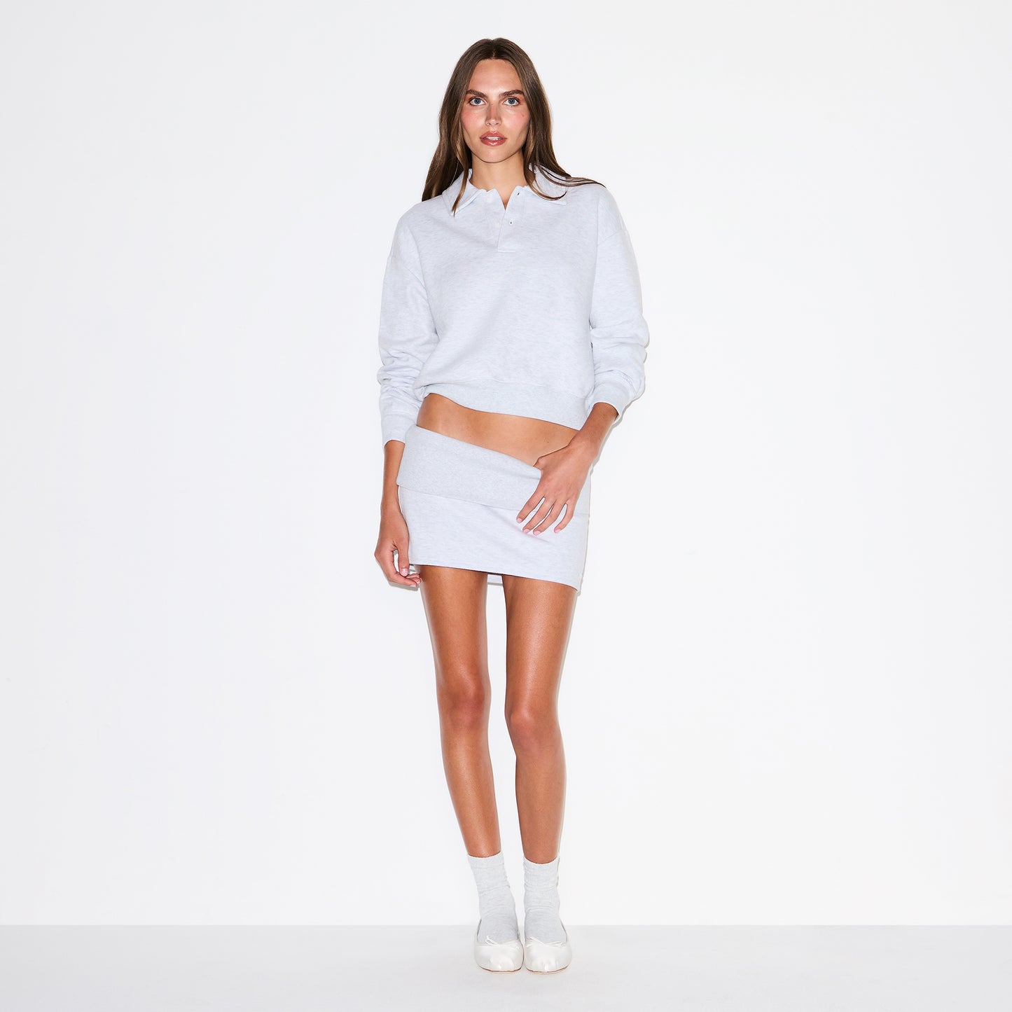 SKIMS Cotton Fleece Polo Sweatshirt