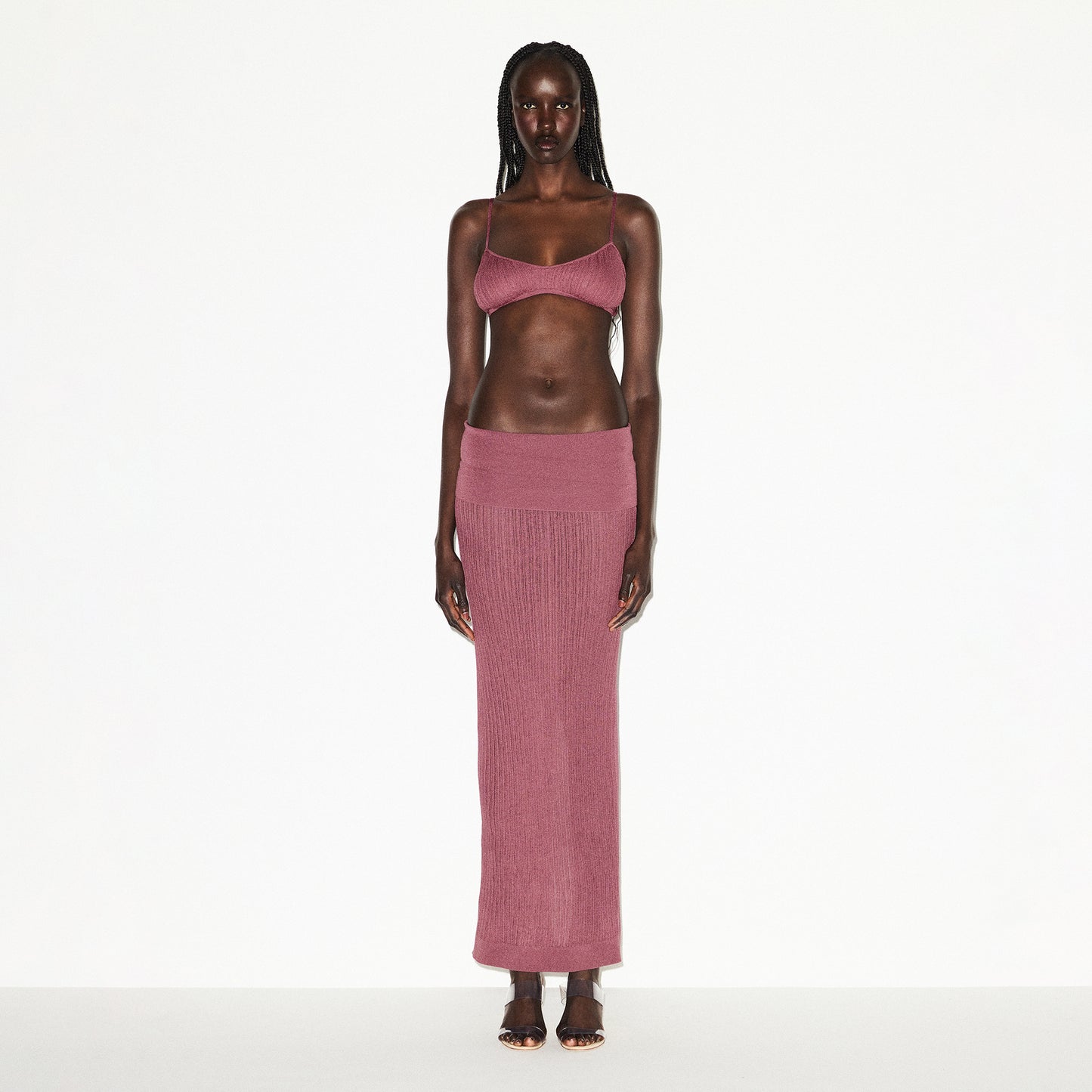 SKIMS Sheer Knit Foldover Maxi Skirt
