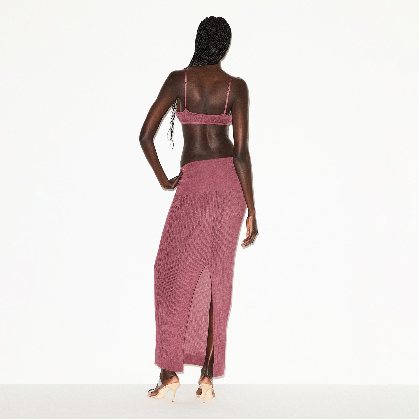 SKIMS Sheer Knit Foldover Maxi Skirt