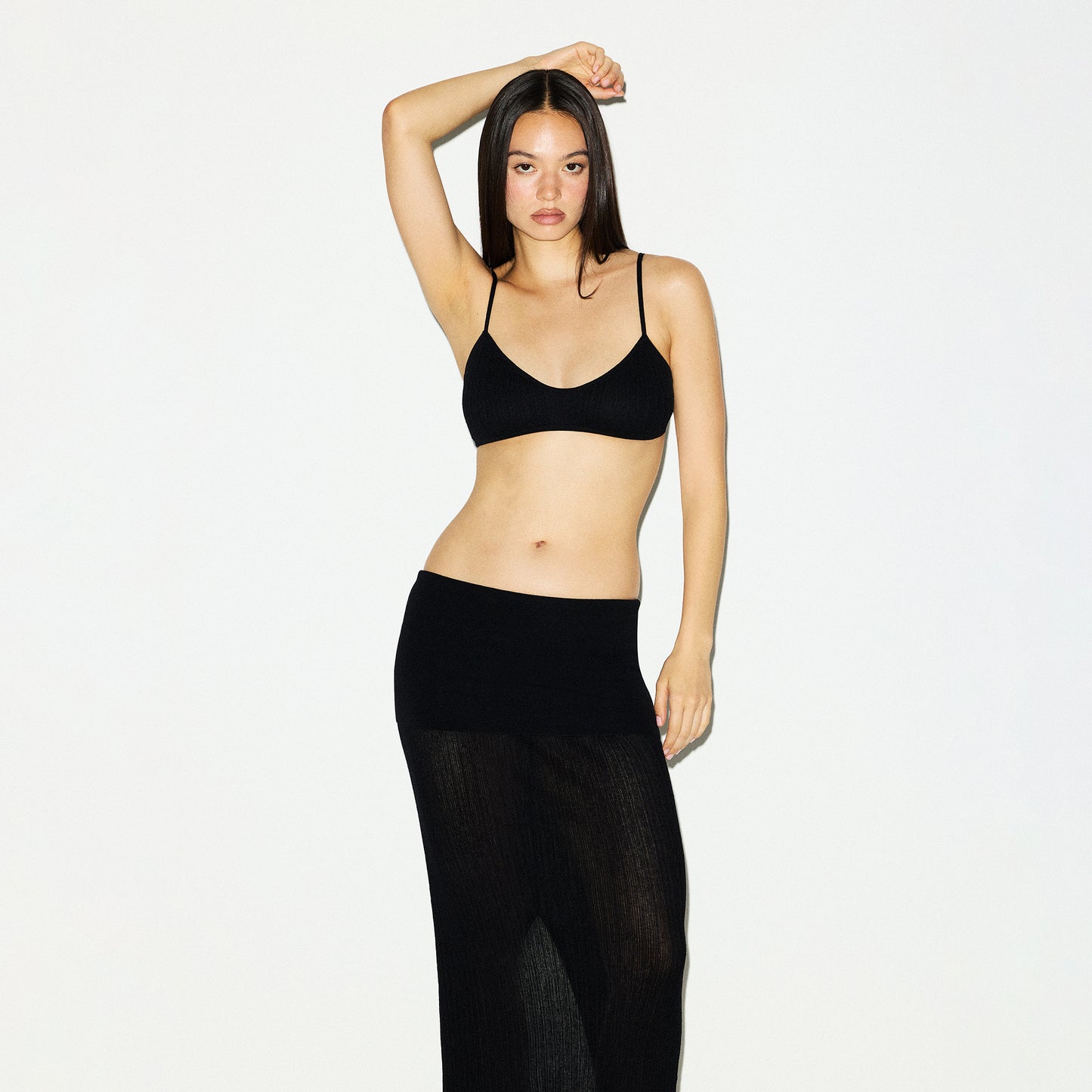 SKIMS Sheer Knit Foldover Maxi Skirt