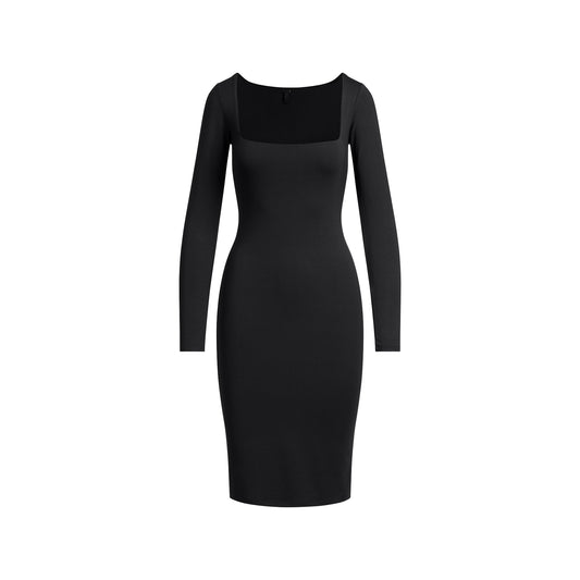 SKIMS Smooth Layers Square Neck Long Sleeve Midi Dress