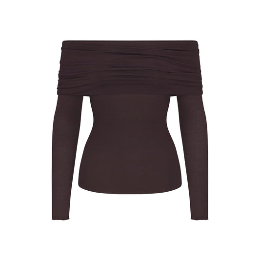 SKIMS Sheer Modal Off Shoulder Long Sleeve
