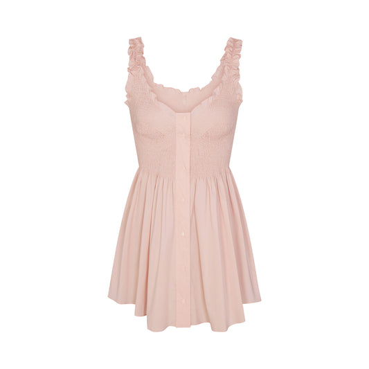 SKIMS Poplin Apparel Smocked Mini Dress