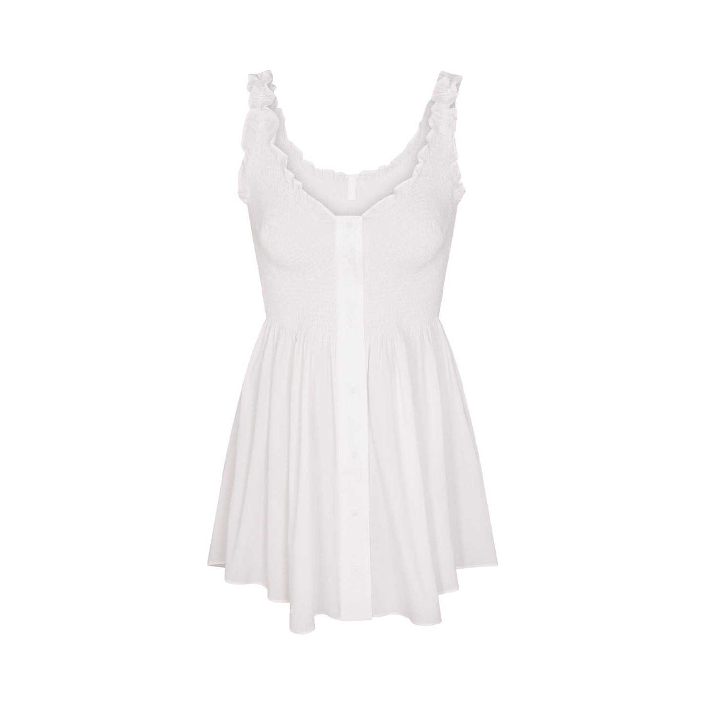 SKIMS Poplin Apparel Smocked Mini Dress