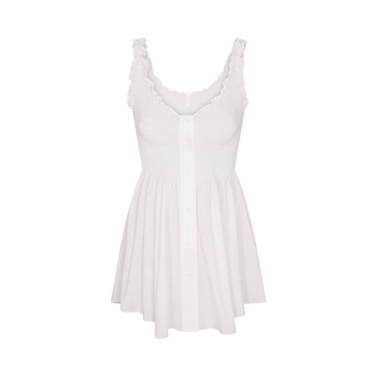 SKIMS Poplin Apparel Smocked Mini Dress