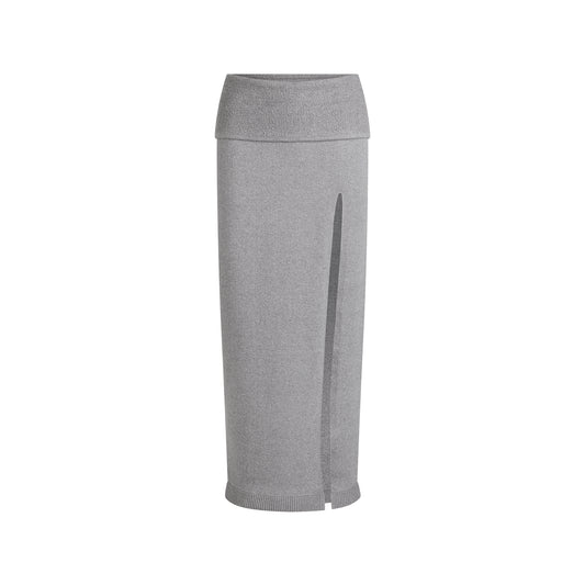 SKIMS Textured Knit High Slit Long Skirt