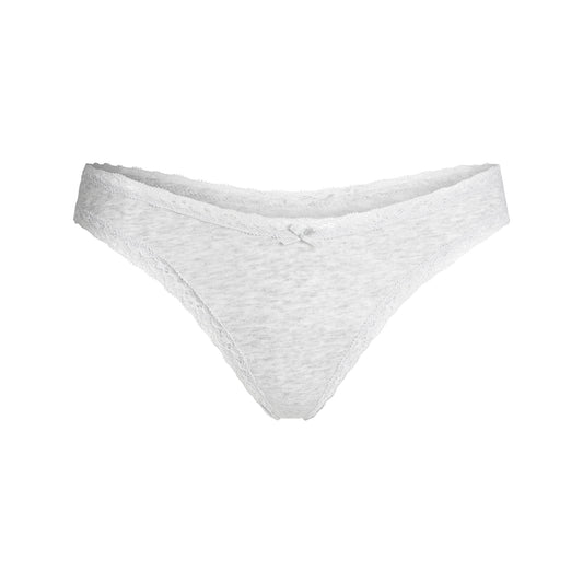 SKIMS Lightweight Cotton Lace Trim Thong