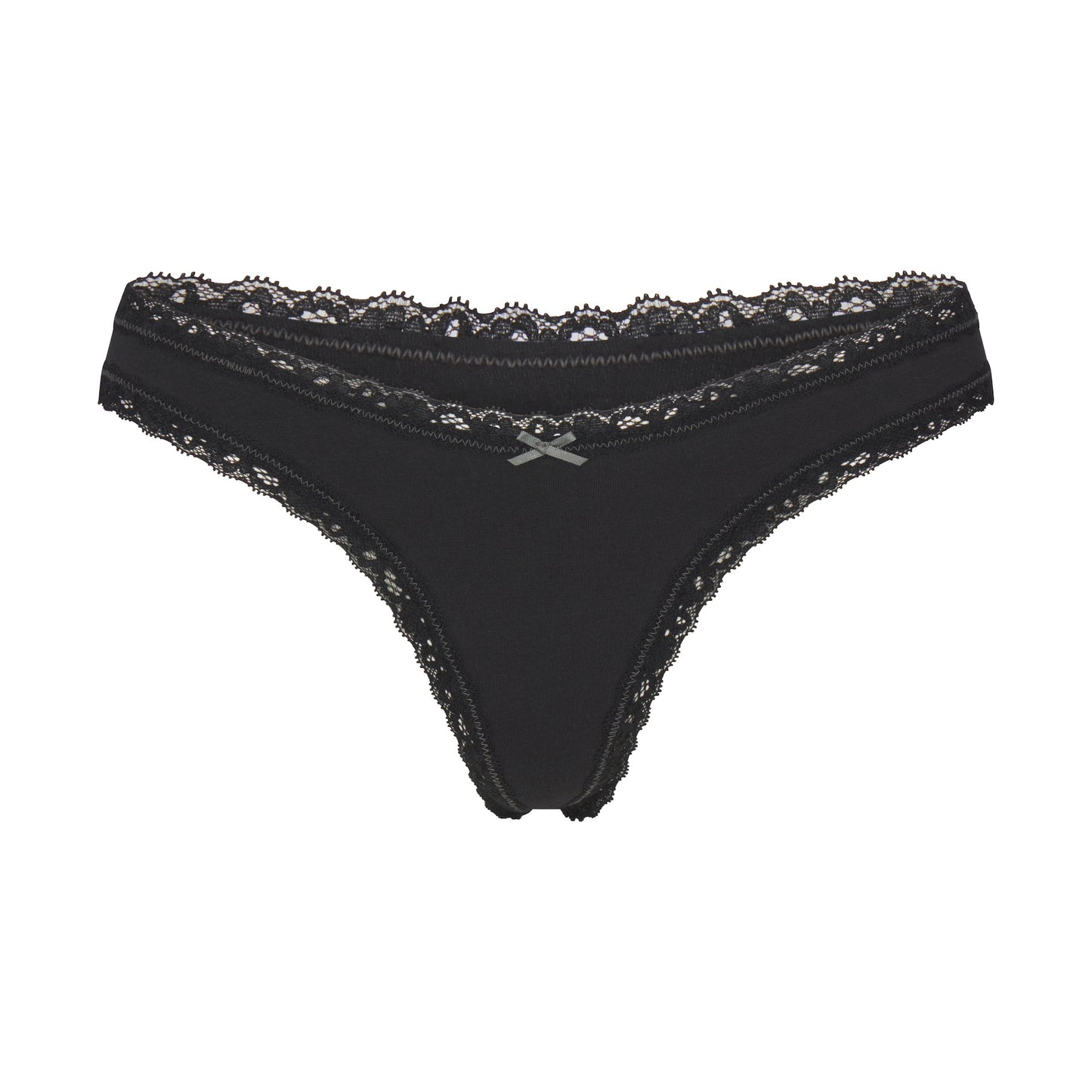 SKIMS Lightweight Cotton Lace Trim Thong