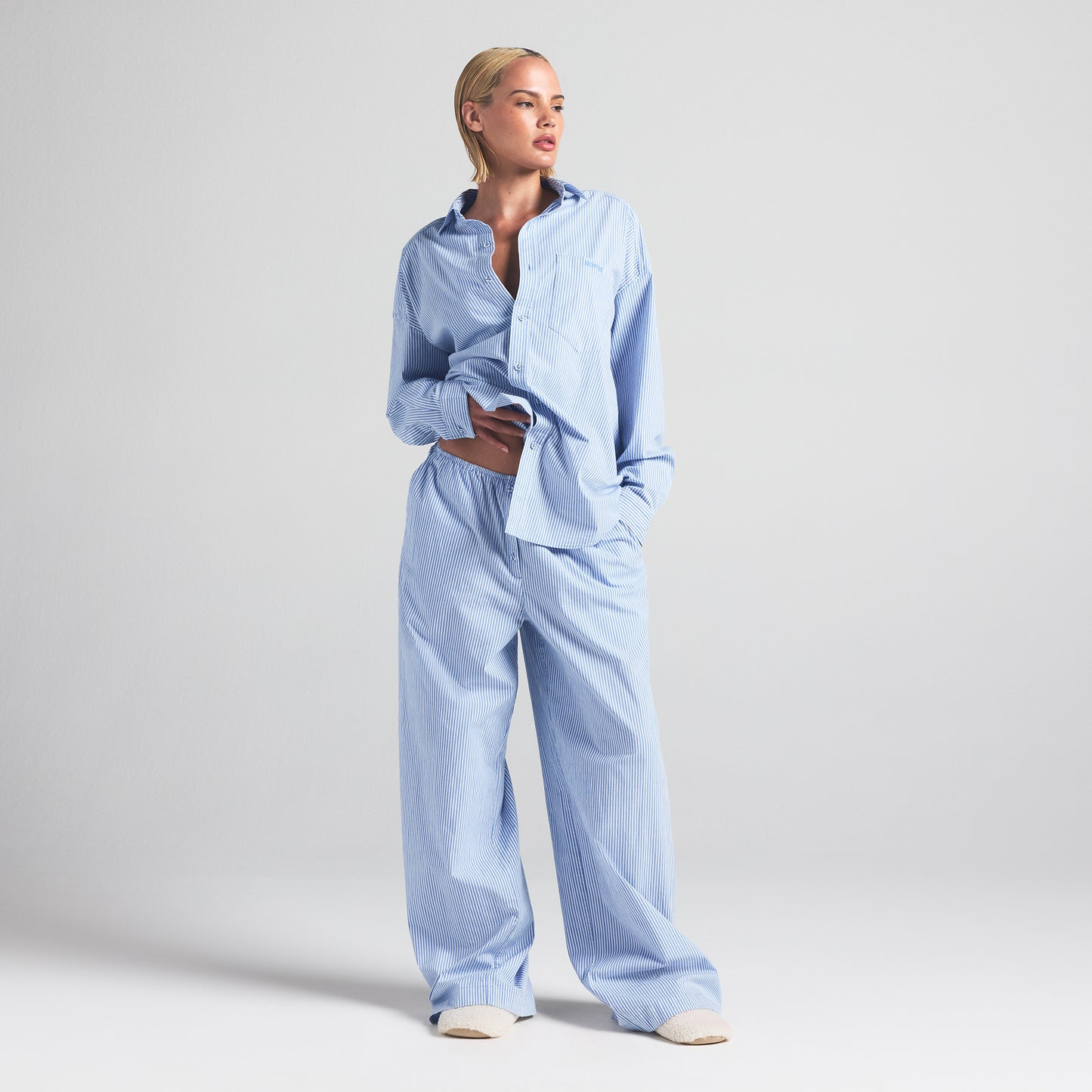 SKIMS Cotton Poplin Sleep Oversized Long Set