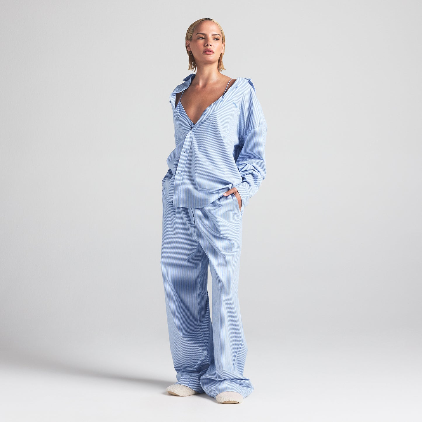 SKIMS Cotton Poplin Sleep Oversized Long Set
