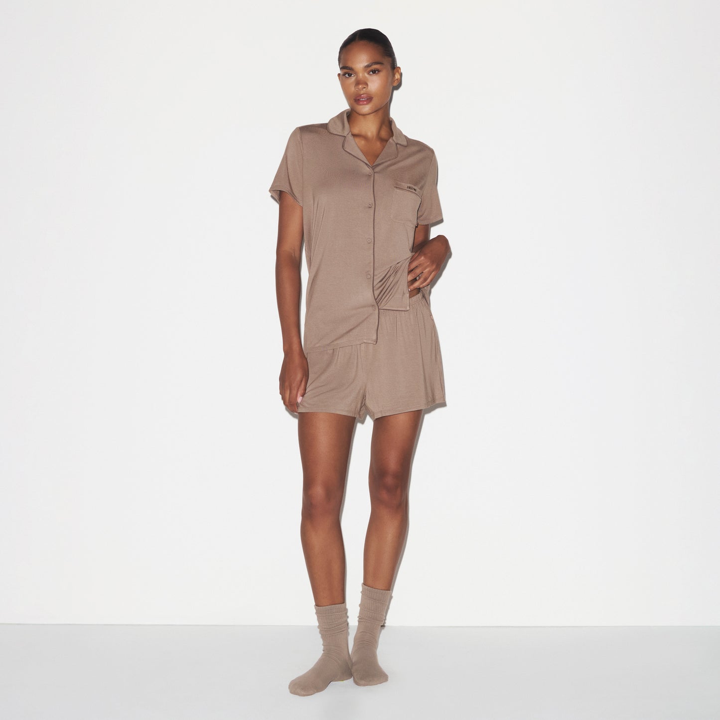 SKIMS Skims Sleep Short Sleeve Button Up Set