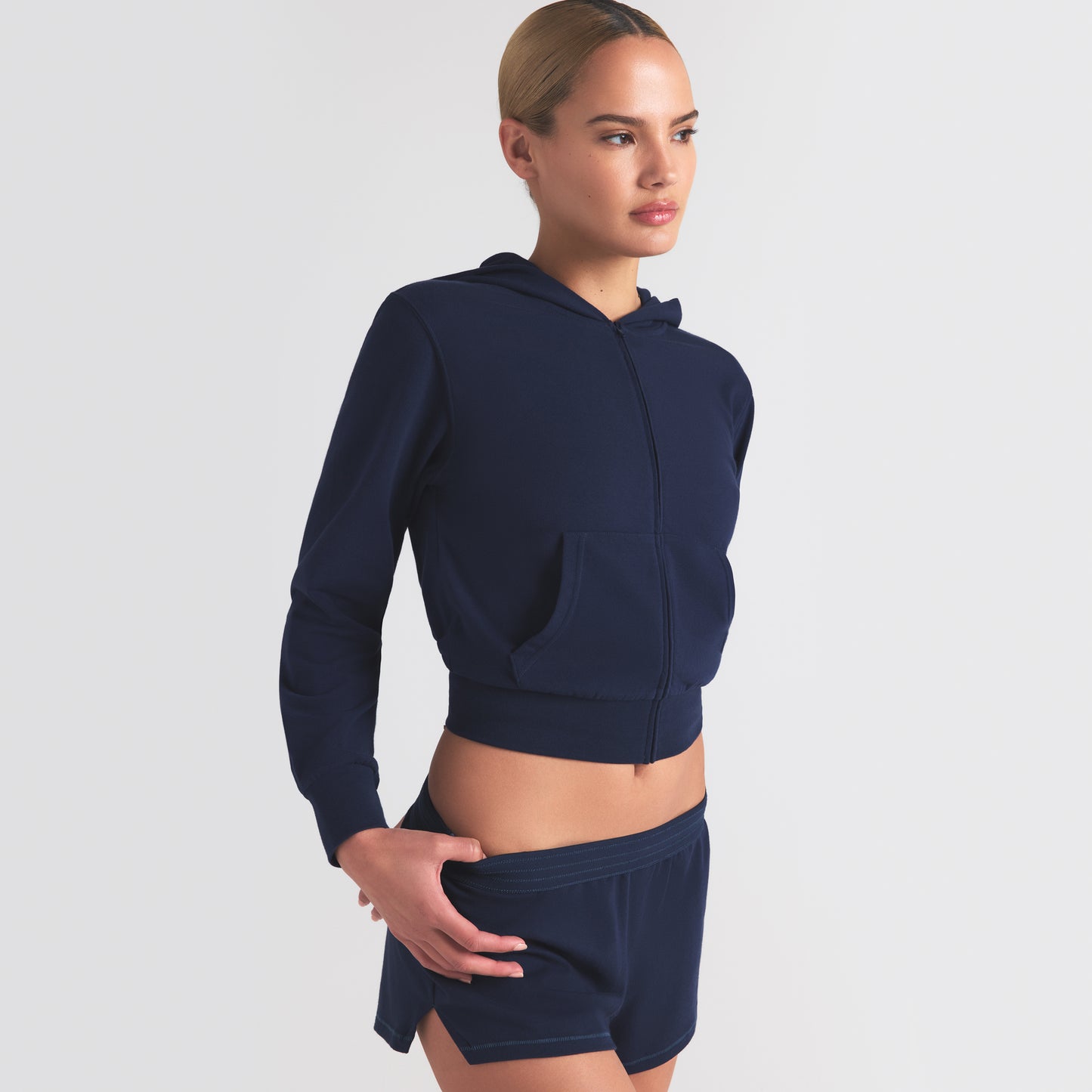 SKIMS Cotton Jersey Zip Up Slim Hoodie