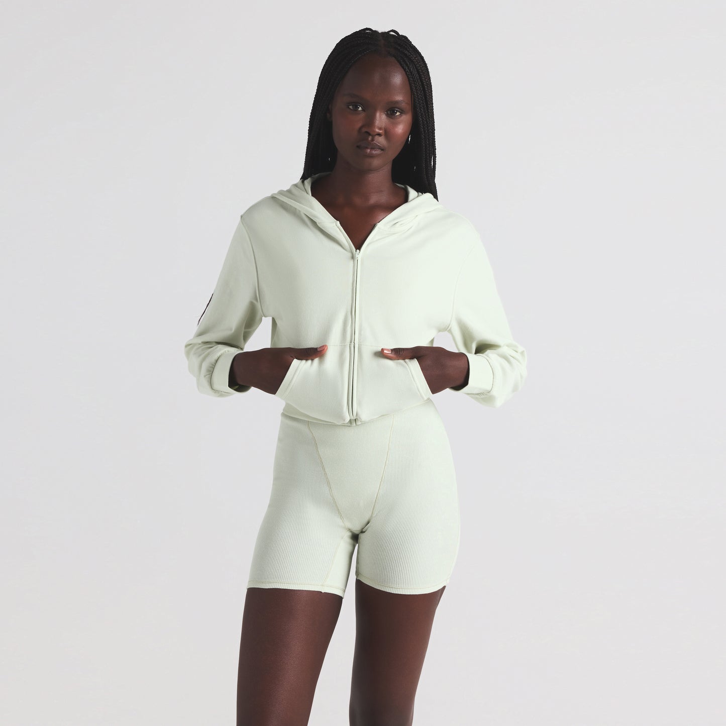 SKIMS Cotton Jersey Zip Up Slim Hoodie